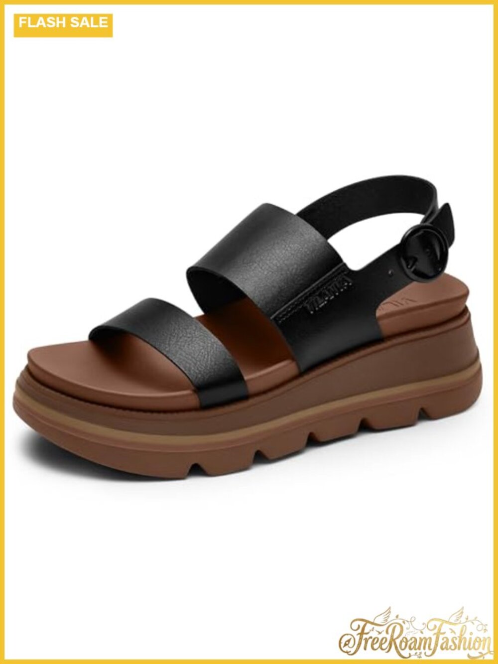 Women's Platform Wedge Walking Sandals PU Insole Buckle Closure Comfort